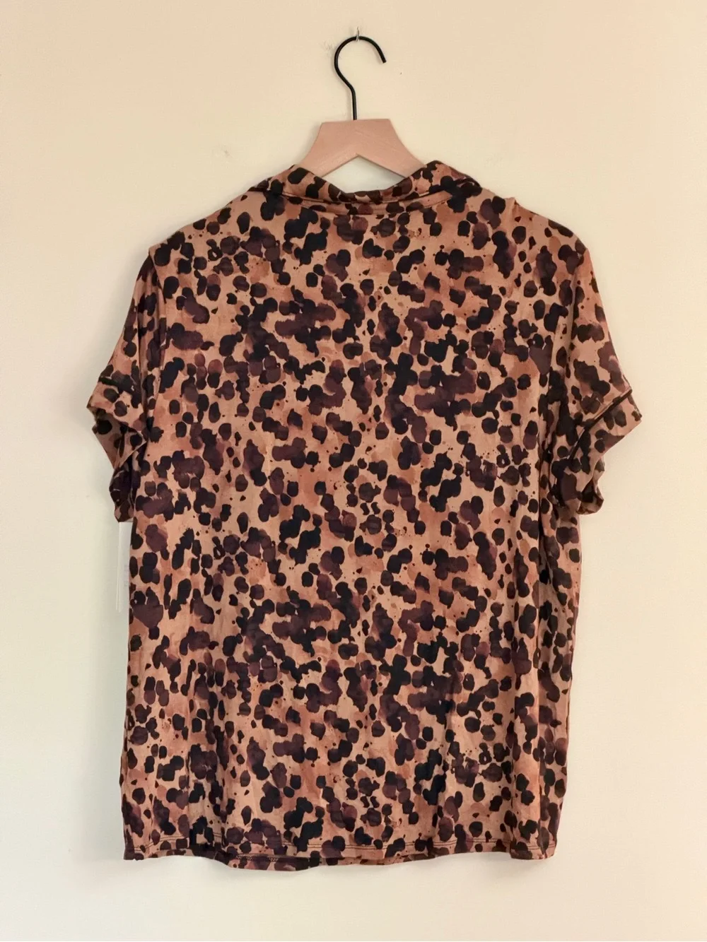Stars Above Brown 2-Piece Short Sleeve & Shorts PJ Set, Leopard Print, Large